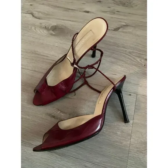 Sergio Rossi Leather Peep Toe Heels Size 39 (8.5) - Picture 1 of 6